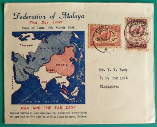 1958 Malaya Federation Stamps Fdc Singapore Postmark