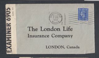 Uk 1940s Three Wwii Censored Airmail Covers Greenford & London To Canada