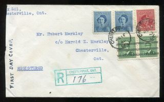 P09 - Chesterville Ontario 1948 Local Registered Cover.  War Issue Precancels
