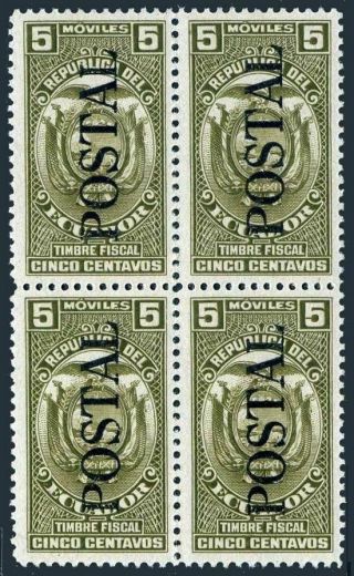 Ecuador 586 Block/4,  Mnh.  Michel 861 - I.  Overprint Postal,  1955.  Arms.