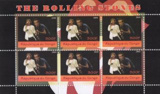Rolling Stones Mick Jagger Rock N Roll Music Congo 2009 Mnh Stamp Sheetlet