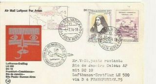 Lufthansa First Flight Vatican City/ Frankfurt Rio De Janeiro 1974 Dc10