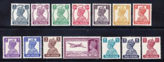 India George Vi 1940/3 Sg265/7 Set Of 14 - Very Lightly Mounted.  Cat £45