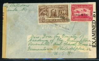 Nicaragua Postal History: Lot 3 1942 Double Censored 40c Diriamba - Penn $$$