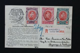 Belgium 1915 Red Cross Issue On Registered Postcard Cancelled Barle Duc