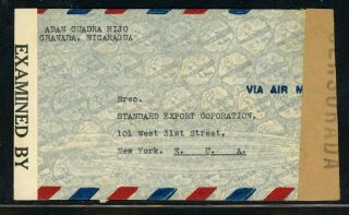 Nicaragua Postal History: Lot 2 1940s Double Censored 40c Granada - Nyc $$$