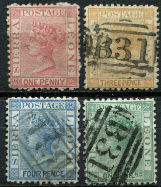 Sierra Leone 1872,  Sg 7 - 10,  Sideways Wmk,  Hinged &,  Cv £225