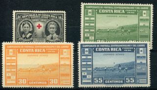 Weeda Costa Rica C120 - C123 Mh 1945 - 46 Issue Red Cross/soccer Cv $7.  00