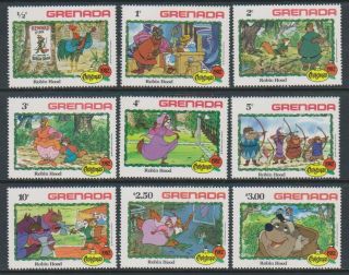 Grenada - 1982,  Christmas.  Disney Robin Hood Set - Mnh - Sg 1222/30