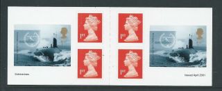 2001 Pm2 Booklet 6 X Self Adhesive Machins & Submarine Stamps Complete