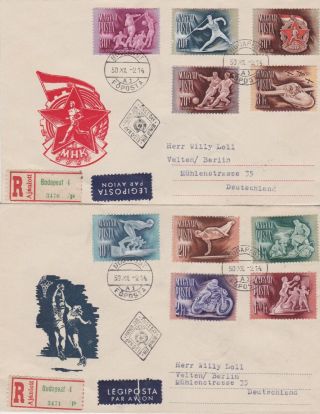 Stamps 1950 Hungary Sports Pair First Day Cover Postal History