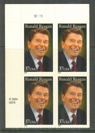 Us 3897,  2005 37c Ronald Reagan - 40th U.  S.  President,  Pb4 Nh