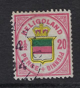 Heligoland :1880 20pf Rose Carmine,  Deep Green And Orange Sg 15a