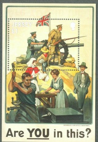 Jersey War Poster Art World War I Min Sheet Mnh - Soldiers - 2014