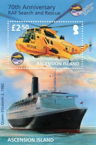 Raf Westland Sea King Helicopter Aircraft & Qe2 Ship Stamp Sheet/2011 Ascension