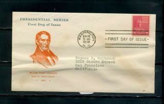 Us Scott 814,  1938 Harrison 9 Cent First Day Fdc