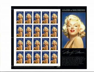 Us 32c Marilyn Monroe Sheet Of 20 Mnhog Scott 2967