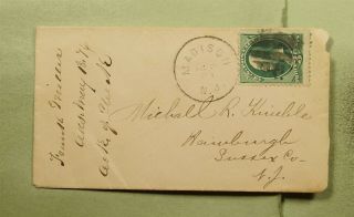 Dr Who 1876 Madison Nj Fancy Cancel To Hainsburgh Nj Ladies Cover E47130