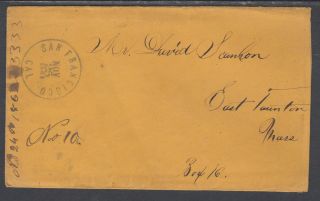 Us 1863 Stampless Cover To East Taunton,  Mass W/ Enclosure