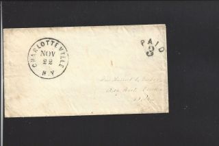 Charlotteville,  York,  Stampless Envelope,  Arc Paid 3,  Schoharie Co 1827/op