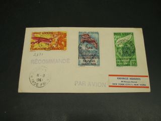 French India 1949 Registered Cover To Usa 2671