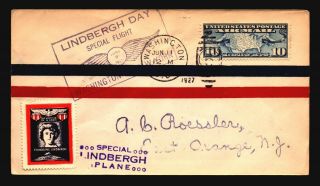 Us 1927 Lindbergh Day Ac Roessler Cover - Z17006
