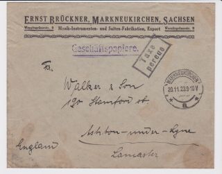 Germany Stamps 1923 Inflation Cover To England Geschaftspapiere Postal History
