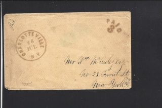 Charlotteville,  York Stampless Envelope Arc Paid 3,  Schoharie 1827/op.
