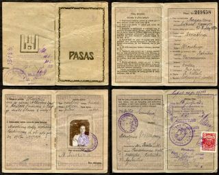 P829 - Lithuania 1930s Id/passport With Latvia Riga Municipal Tax Revenue Stamp