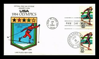 Us Cover Olympics Lake Placid Cross Country Skiing Fdc Collins Hand Colored