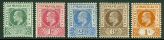Sg 3/7 Cayman Islands 1902 - 03.  ½d To 1/ - Set Of 5 Values.  Fresh Mounted.