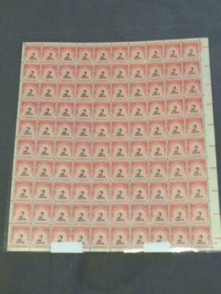 U.  S.  J89,  90,  91,  93,  94,  95 1 - 7c Postage Due Sheets/100 Nh Og Series 1959