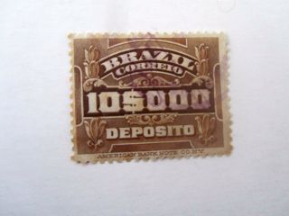 Brazil Revenue Stamp,  Back Of Book,  Used/fine,  $10,  000 (american Bank Note Co)