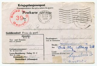 Germany 1941 Stalag / British Soldier Pow Camp Censor Postcard To Scotland 10