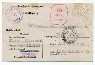 Germany 1943 Stalag / British Soldier - Pow Camp Censor Postcard To Scotland 5
