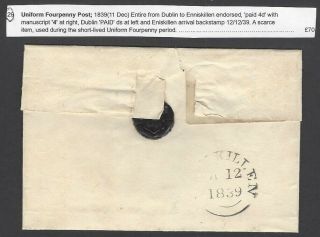 Ireland 11th Dec 1839 4d Post EL with ms “4” & boxed red PAID 2