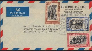 Costa Rica 1951 Airmail Cover Usa Battle Trenches Battalion Banana Agricultural