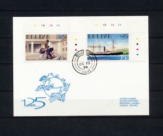 (sbaz 269) Belize 1999 Fdc Card Upu 125th Anniversary Mail Ship Post Man