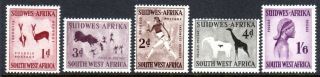 1960 South West Africa Pictorials Definitives Wmk Sg166 - 170 Mvlh / Muh