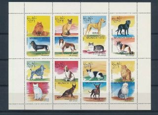 D277196 Dogs Cats S/s Mnh State Of Oman Ibra Munich 1973