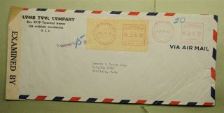 Dr Who 1942 Los Angeles Ca Metered Airmail To Hawaii Wwii Censored E43260