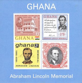 Ghana 1965 Death Centenary Of Abraham Lincoln Mini Sheet Sg376a Mnh