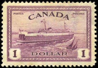 Canada 273 Vf Og Very Dg 1946 Peace $1 Red Violet Train Ferry,  Pei Cv$45.  00