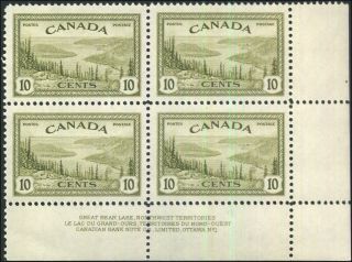 Canada 269 Vf Og Nh 1946 Peace Issue 10c Olive Great Bear Lake Lr Pb 1
