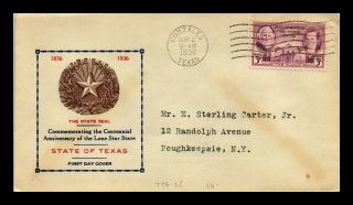Dr Jim Stamps Us Texas Statehood Fdc Cover Scott 776 Gonzales