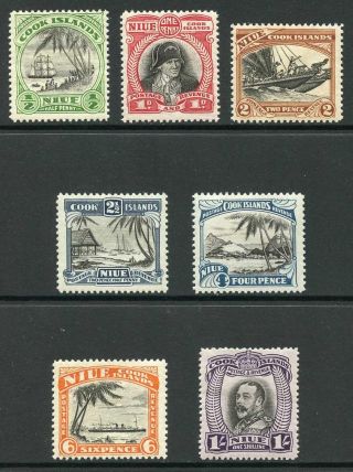 Niue Sg55/61 1932 Set Of 7 No Wmk M/mint (hinge Remainder)