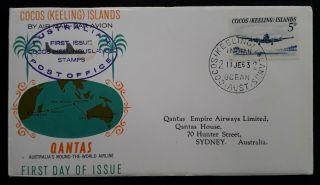 1963 Cocos Keeling Islands First Issue Of Postage Stamps Fdc Ties 5d Stamp