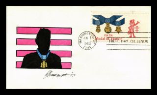 Us Cover Wildermuth Hand Painted Cachet Medal Of Honor Military Mr Zip Code Fdc