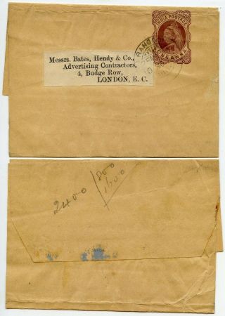 Burma Stationery Newspaper Wrapper Qv 1a To Bates Hendy,  Co London Printed 1900