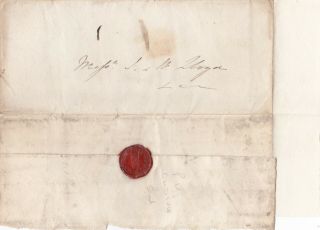 Gb : Ludlow Post Office Red Wax Seal On Part Cover (c1820s)